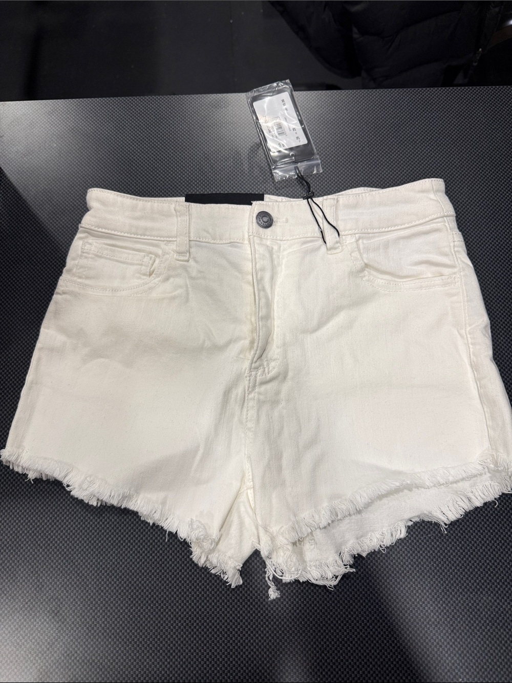 Armani Exchange Women’s White Frayed Hem Denim Shorts